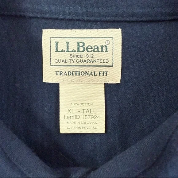 LL Bean Chamois Cloth Shirt XL Tall Traditional Fit Patch Pocket Flannel Navy - Picture 6 of 10